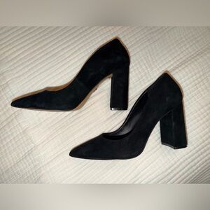 Aldo Javabriryn Black Suede Block Heel Pumps 7